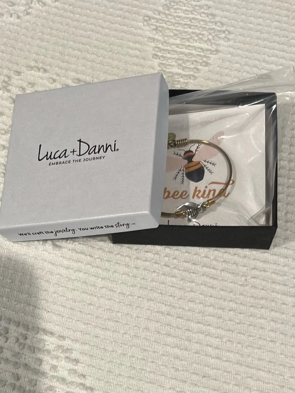 Luca + Danni Bee Kind Bangle Bracelet, Petite, LNWB, Brass and Silvertone